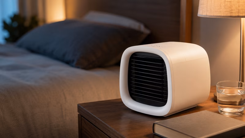 A frustrated man suffering from uncomfortable indoor heat, highlighting the need for efficient home and office cooling.