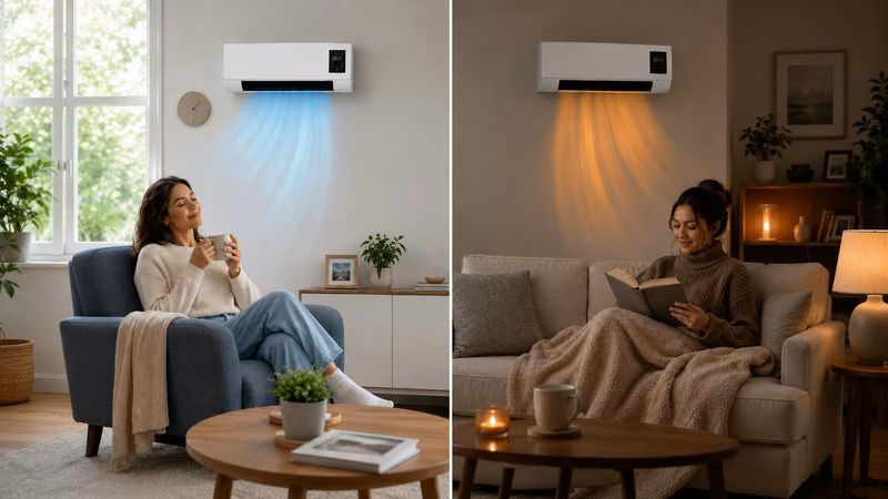 Gros plan d'un panneau de commande numérique élégant sur un purificateur d'air blanc.